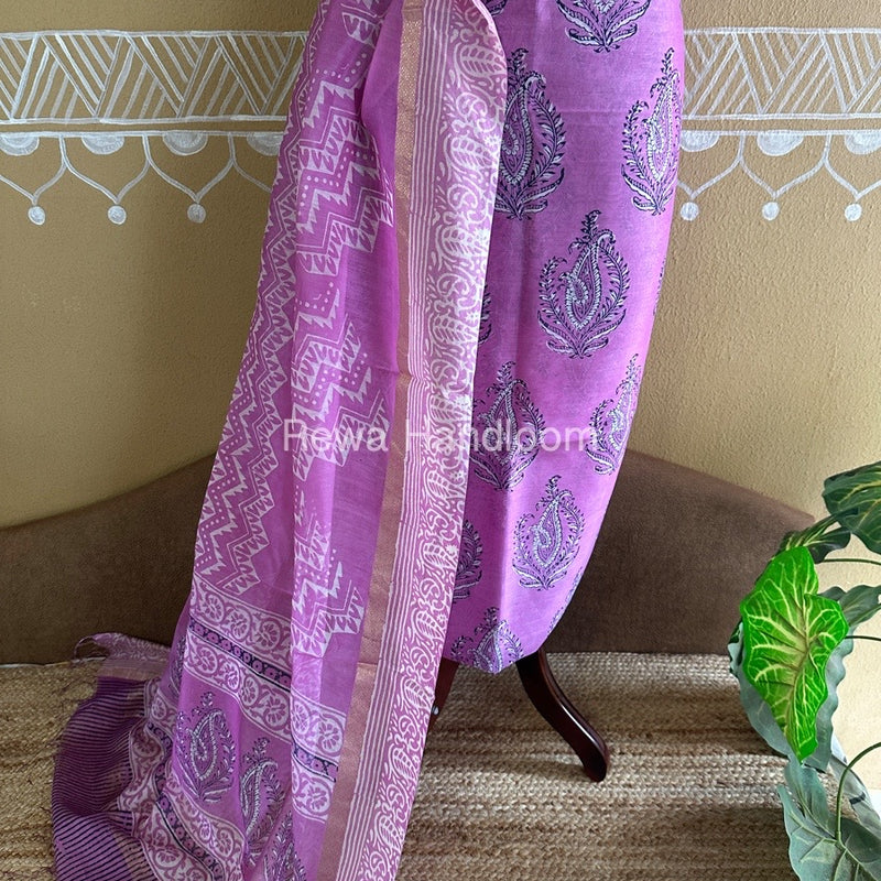 Batik Print Silk Top-Dupatta