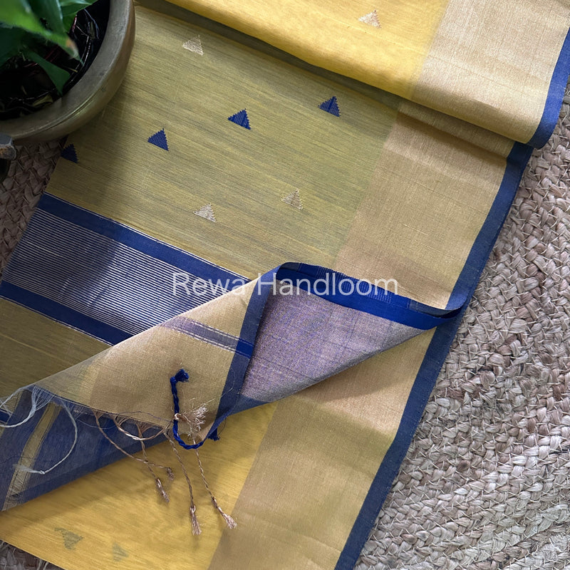 Light Yellow Zari Butti ~ Maheshwari Saree-SB05