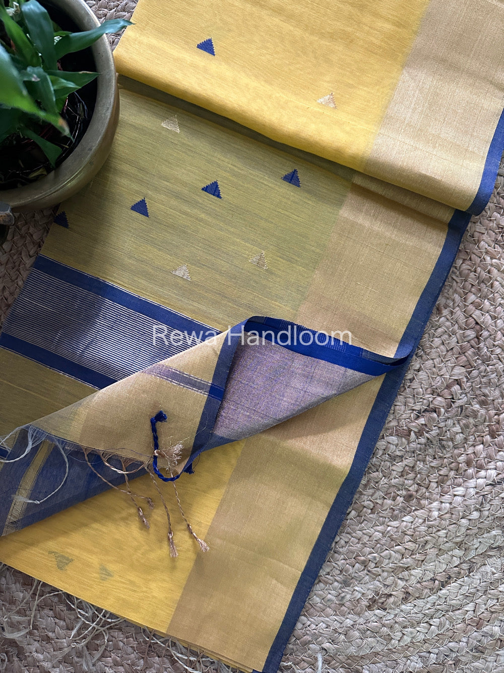 Light Yellow Zari Butti ~ Maheshwari Saree-SB05