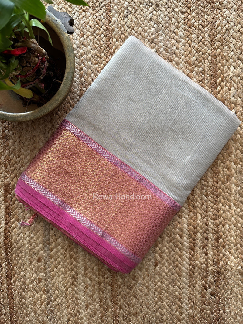 Exclusive Maheshwari Gray Tissue Silk Saree ZTS0194