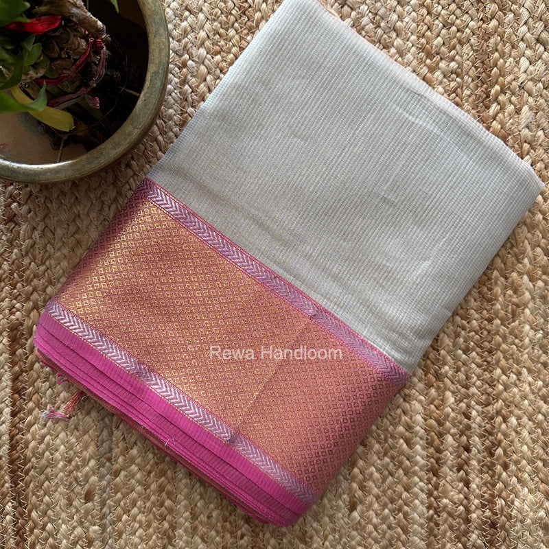 Exclusive Maheshwari Gray Tissue Silk Saree ZTS0194