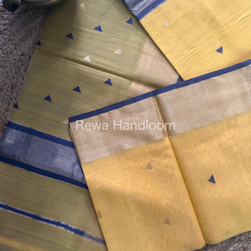 Light Yellow Zari Butti ~ Maheshwari Saree-SB05