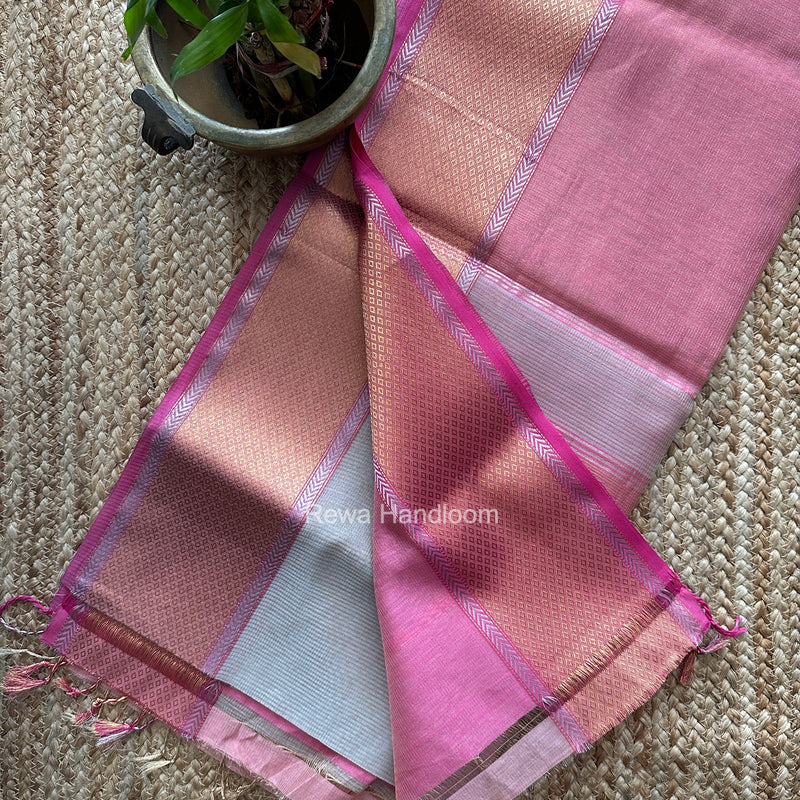 Exclusive Maheshwari Gray Tissue Silk Saree ZTS0194