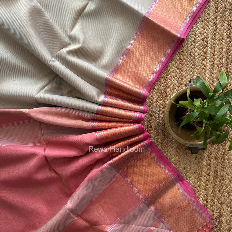 Exclusive Maheshwari Gray Tissue Silk Saree ZTS0194
