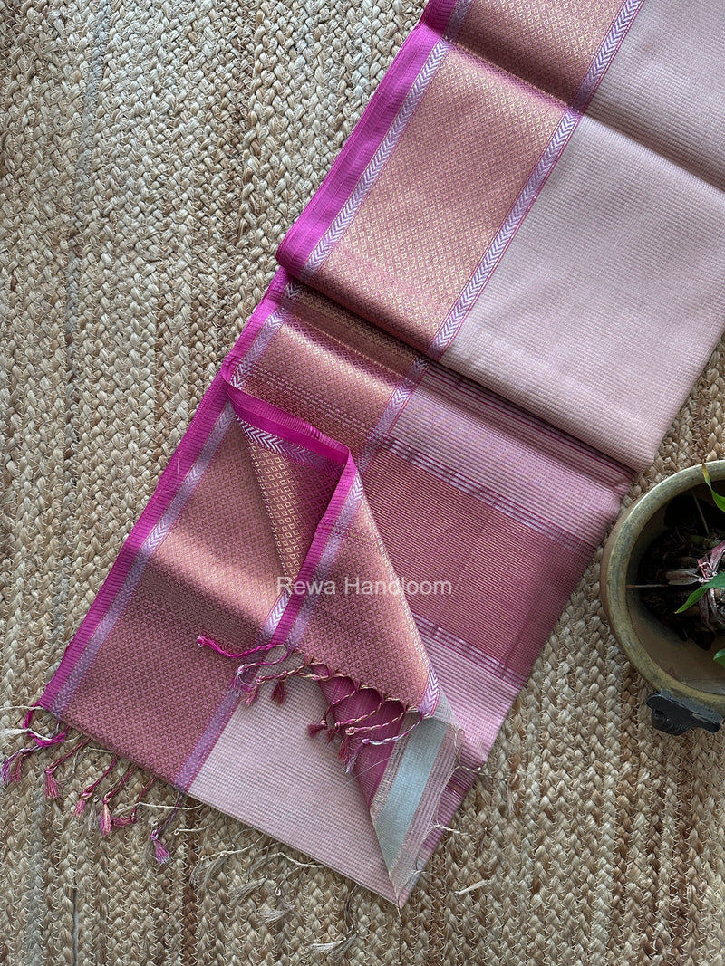 Exclusive Maheshwari Light Pink Tissue Silk Saree ZTS0193