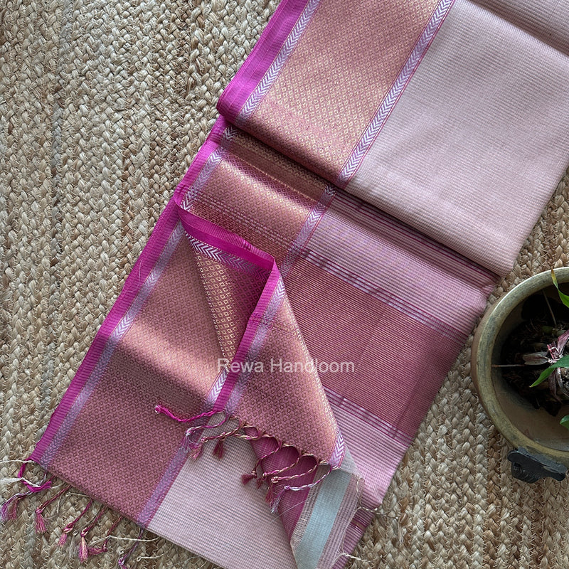 Exclusive Maheshwari Light Pink Tissue Silk Saree ZTS0193