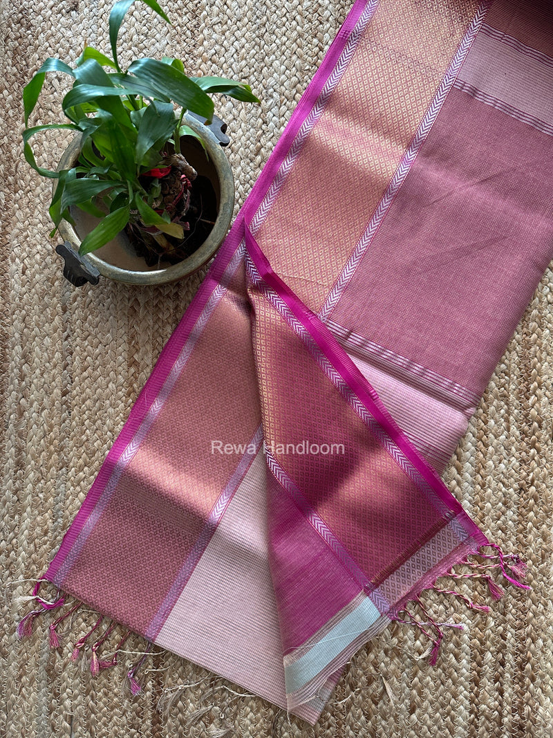 Exclusive Maheshwari Light Pink Tissue Silk Saree ZTS0193