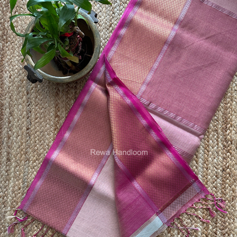 Exclusive Maheshwari Light Pink Tissue Silk Saree ZTS0193