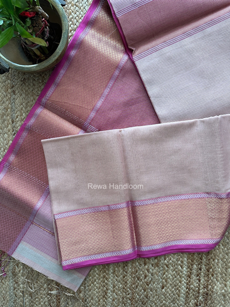 Exclusive Maheshwari Light Pink Tissue Silk Saree ZTS0193