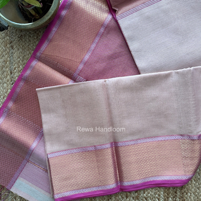 Exclusive Maheshwari Light Pink Tissue Silk Saree ZTS0193