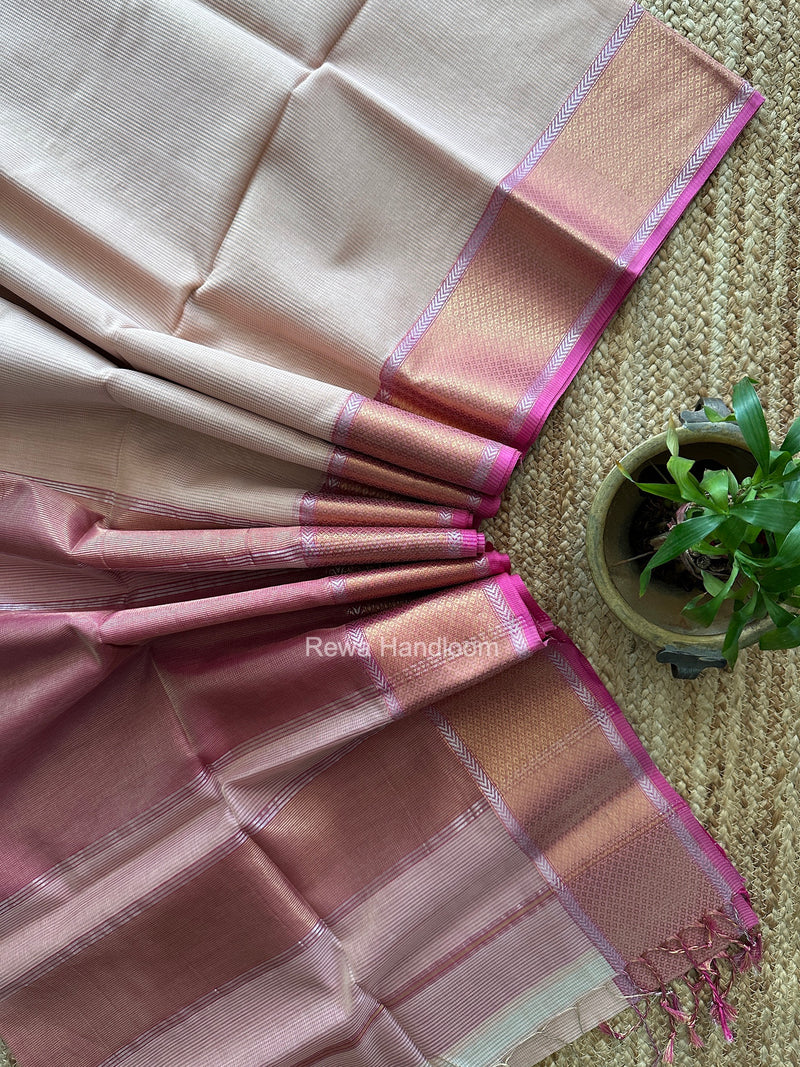 Exclusive Maheshwari Light Pink Tissue Silk Saree ZTS0193