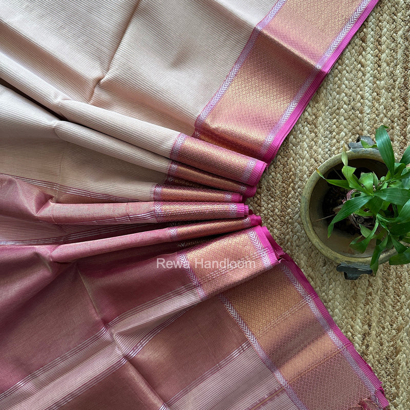 Exclusive Maheshwari Light Pink Tissue Silk Saree ZTS0193