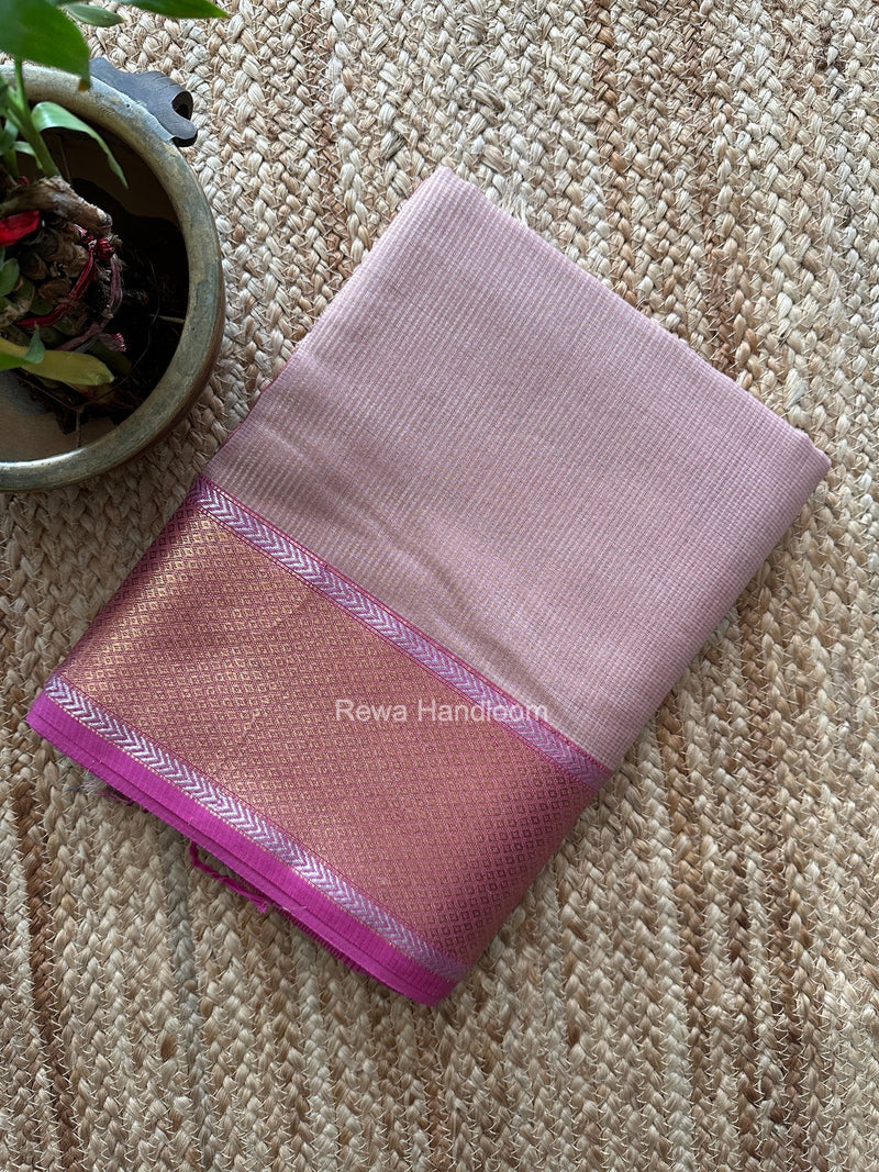 Exclusive Maheshwari Light Onion Pink Tissue Silk Saree ZTS0190