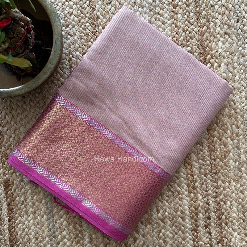 Exclusive Maheshwari Light Onion Pink Tissue Silk Saree ZTS0190