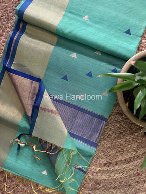 Sea Green Zari Butti ~ Maheshwari Saree-SB21