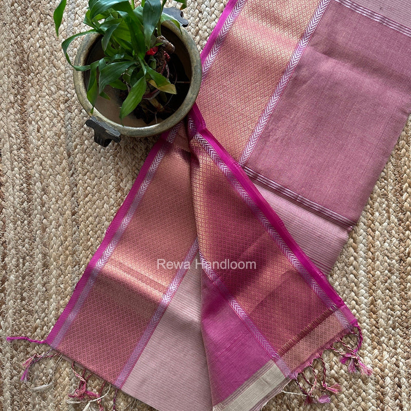 Exclusive Maheshwari Light Onion Pink Tissue Silk Saree ZTS0190