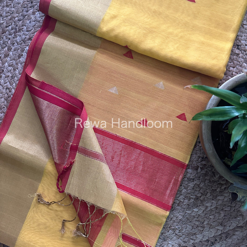  Yellow Zari Butti ~ Maheshwari Saree-SB22