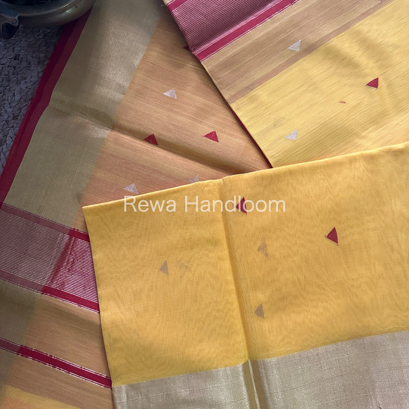  Yellow Zari Butti ~ Maheshwari Saree-SB22
