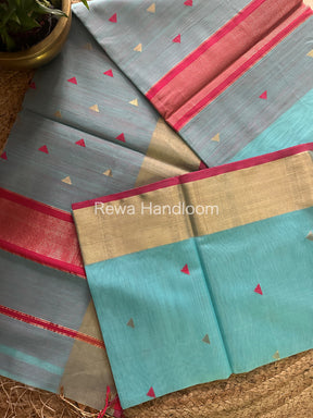 Sky Blue Zari Butti ~ Maheshwari Saree-SB20