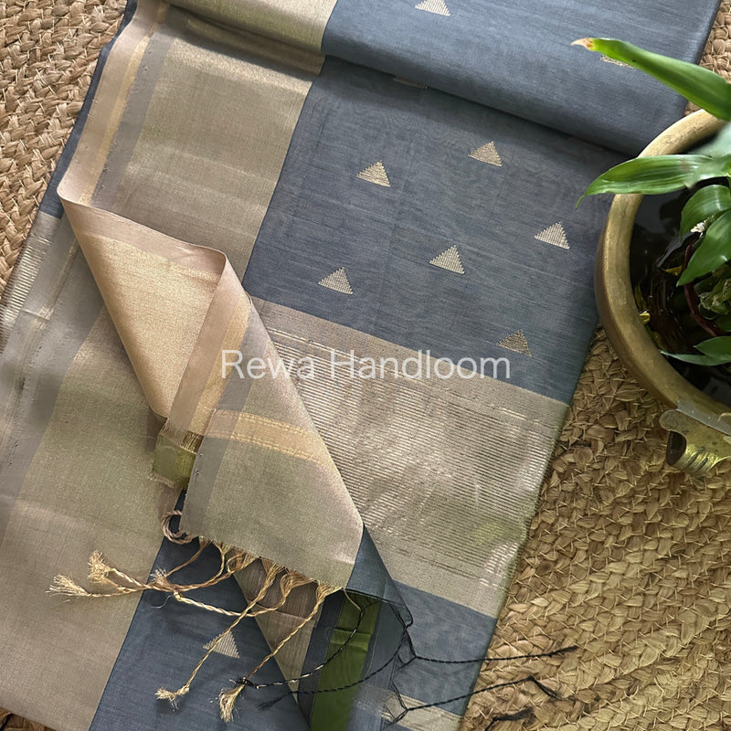 Grey Zari Butti ~ Maheshwari Saree-SB17