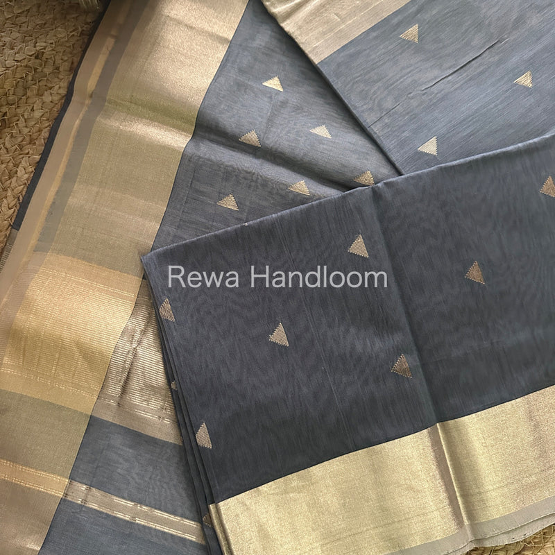 Grey Zari Butti ~ Maheshwari Saree-SB17