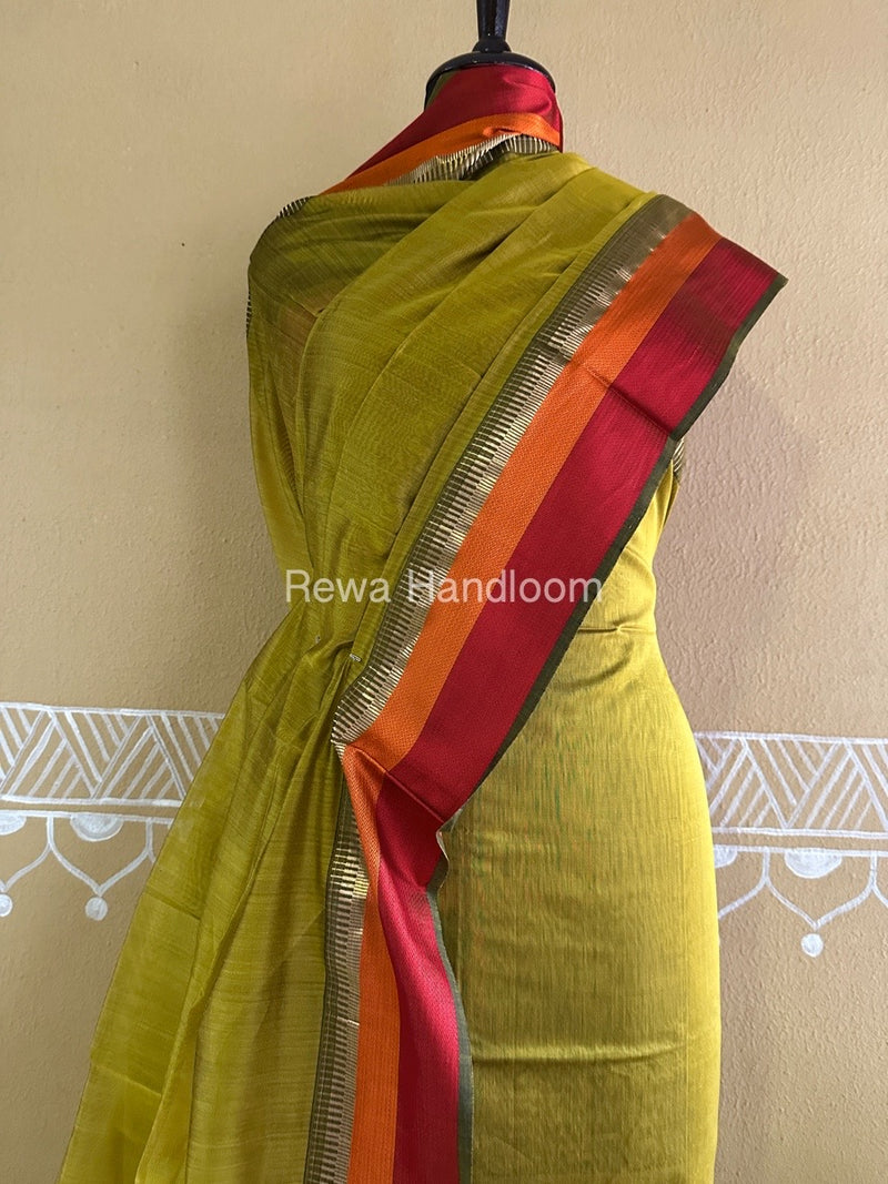 Maheshwari Mustard Yellow Multicolour Dress Material RTP041