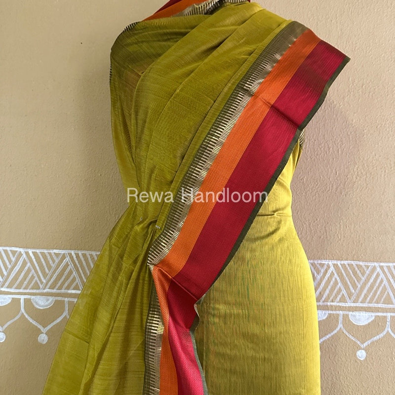Maheshwari Mustard Yellow Multicolour Dress Material RTP041