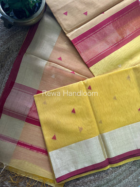 Light Yellow Zari Butti ~ Maheshwari Saree-SB15