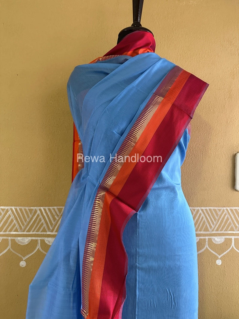 Maheshwari Sky Blue Multicolour Dress Material RTP040