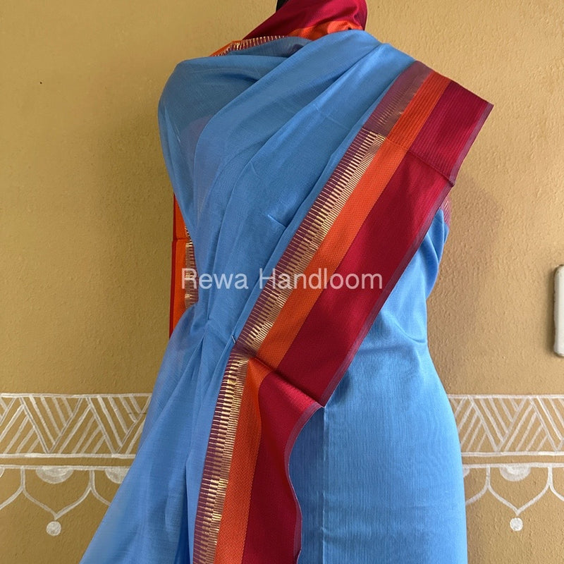 Maheshwari Sky Blue Multicolour Dress Material RTP040