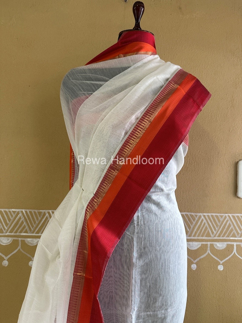 Maheshwari White Multicolour Dress Material RTP046