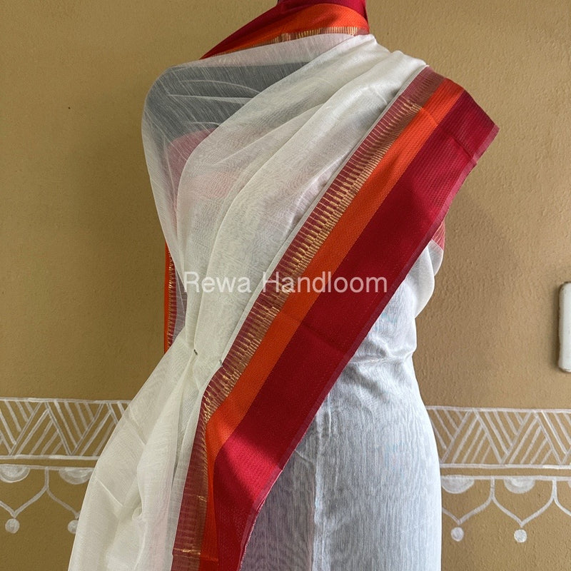Maheshwari White Multicolour Dress Material RTP046