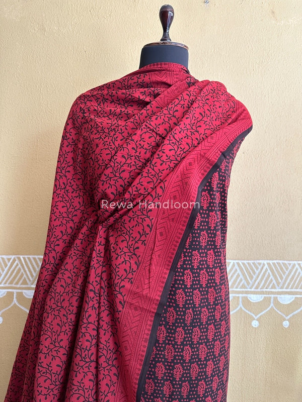 Black-Red Bagh Print Cotton Suit BCSP095