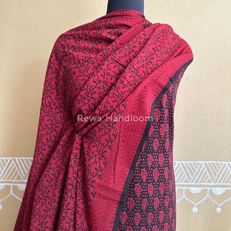 Black-Red Bagh Print Cotton Suit BCSP095