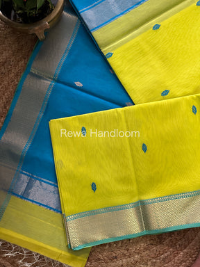 Yellow Zari Butti ~ Maheshwari Saree-PTB059