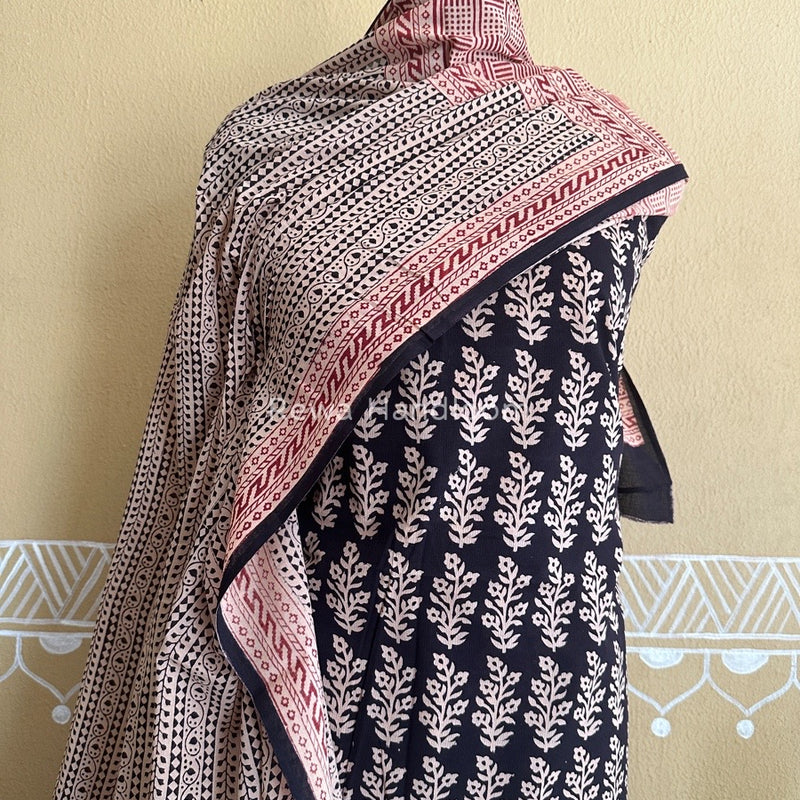 Black Bagh Print Cotton Suit BCSP085