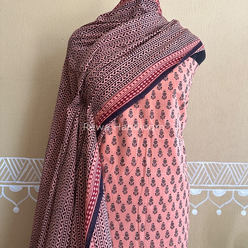 Light Peach Bagh Print Cotton Suit BCSP084