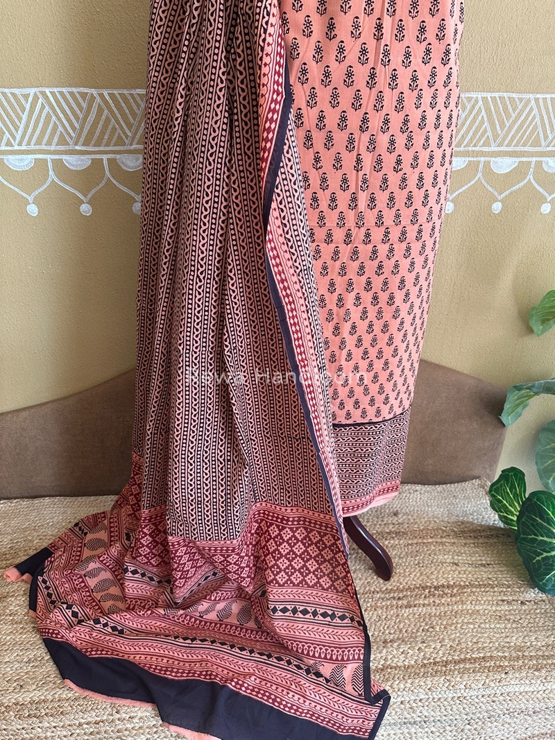 Light Peach Bagh Print Cotton Suit BCSP084