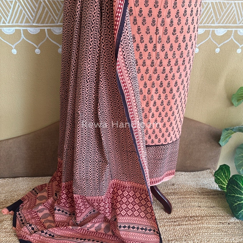 Light Peach Bagh Print Cotton Suit BCSP084