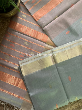 Grey Zari Butti ~ Maheshwari Saree-PTB062