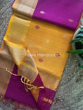 Purple Zari Butti ~ Maheshwari Saree-PTB063