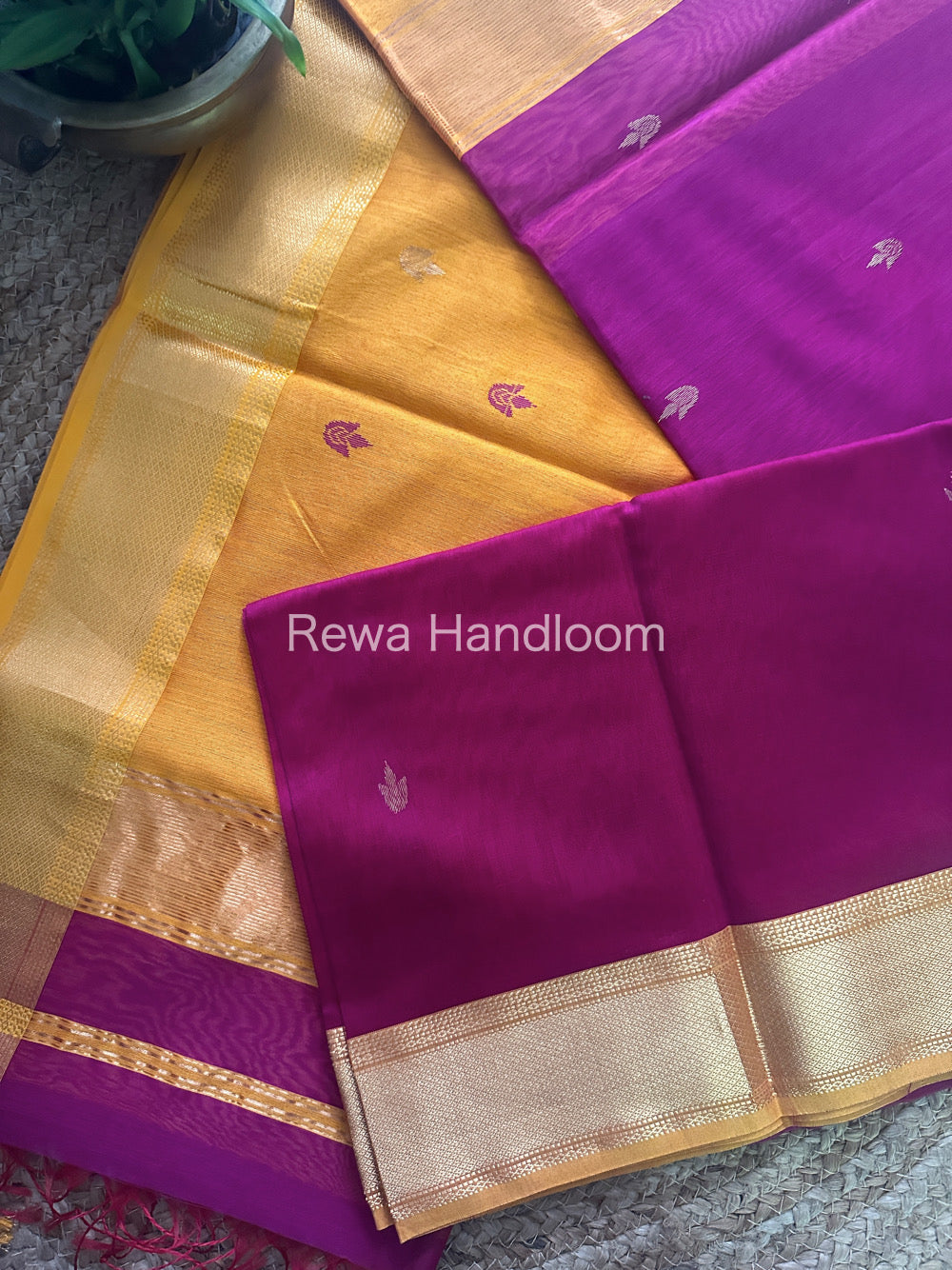 Purple Zari Butti ~ Maheshwari Saree-PTB063