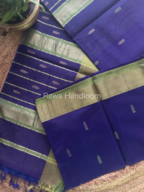 Blue Zari Butti ~ Maheshwari Saree-PTB066