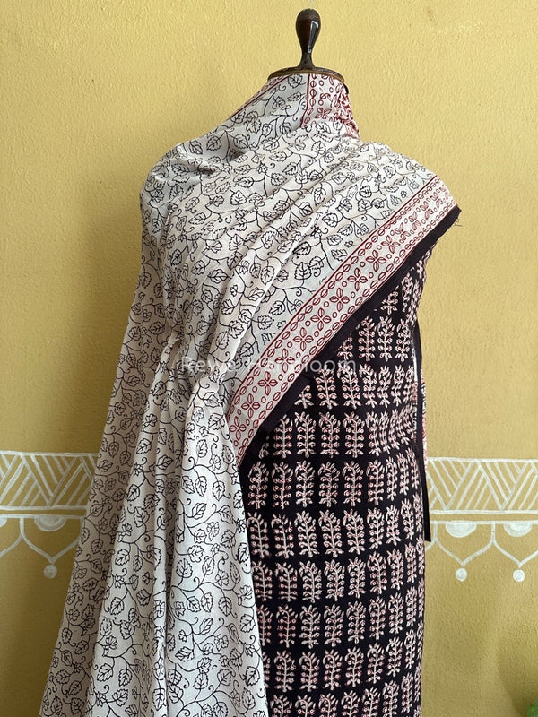 Black-White Bagh Print Cotton Suit BCSP0122