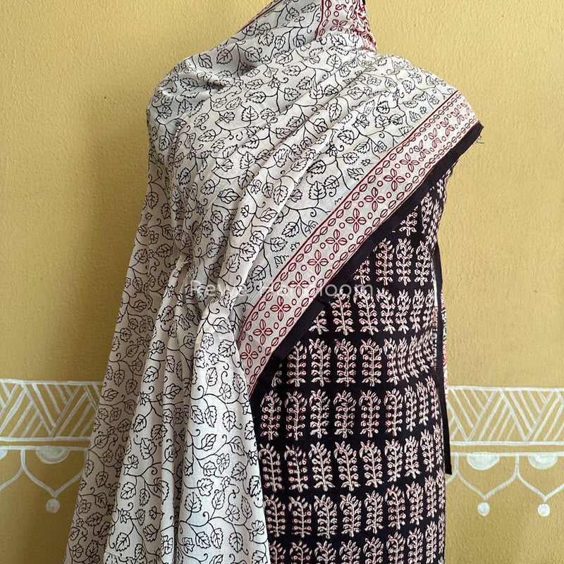 Black-White Bagh Print Cotton Suit BCSP0122