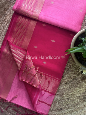 Baby Pink Zari Butti ~ Maheshwari Saree-PTB073