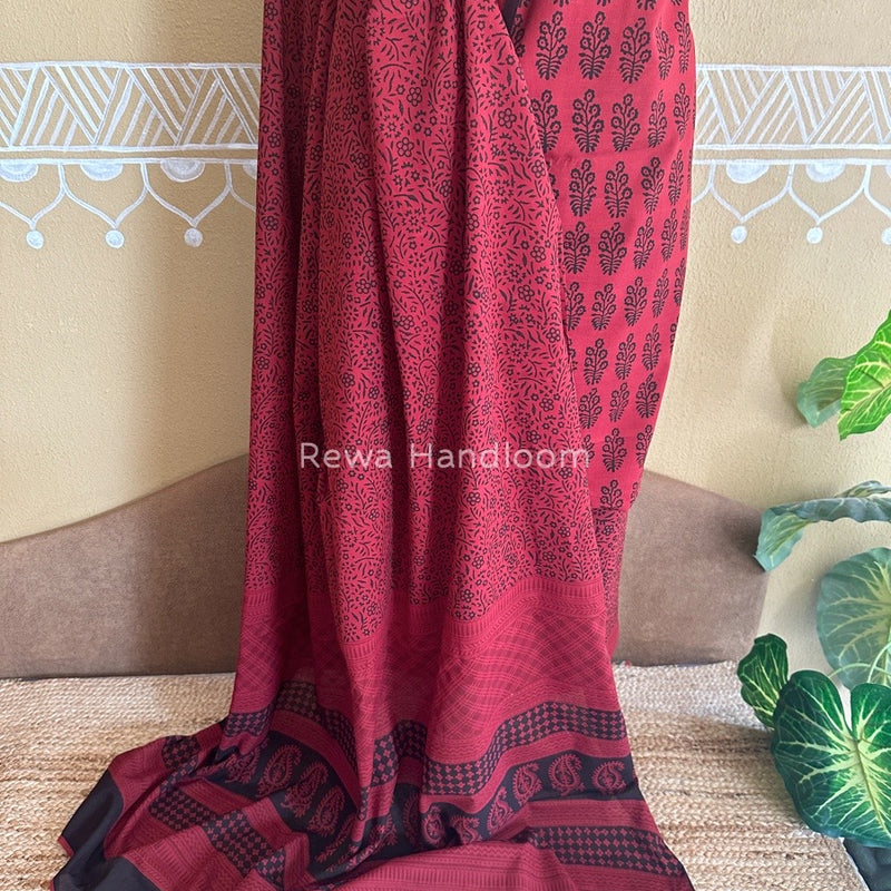 Red Bagh Print Cotton Suit BCSP098