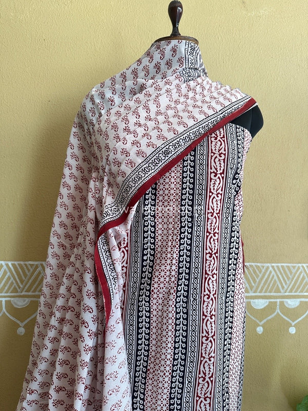 White Bagh Print Cotton Suit BCSP091