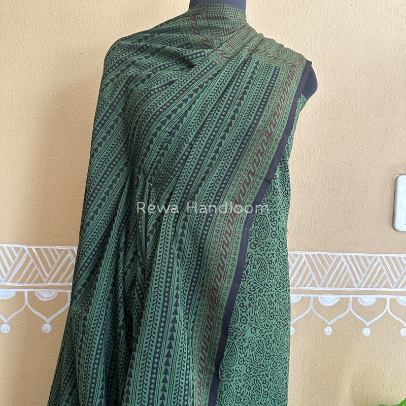 Green-Black Bagh Print Cotton Suit BCSP0115