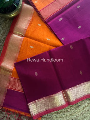 Magenta Zari Butti ~ Maheshwari Saree PTB109